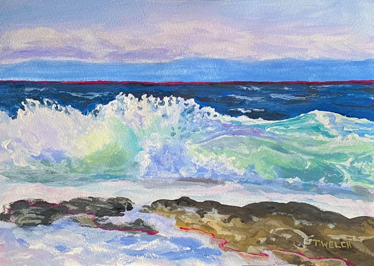 Red Line Study of Waves and Sea by Terrill Welch  