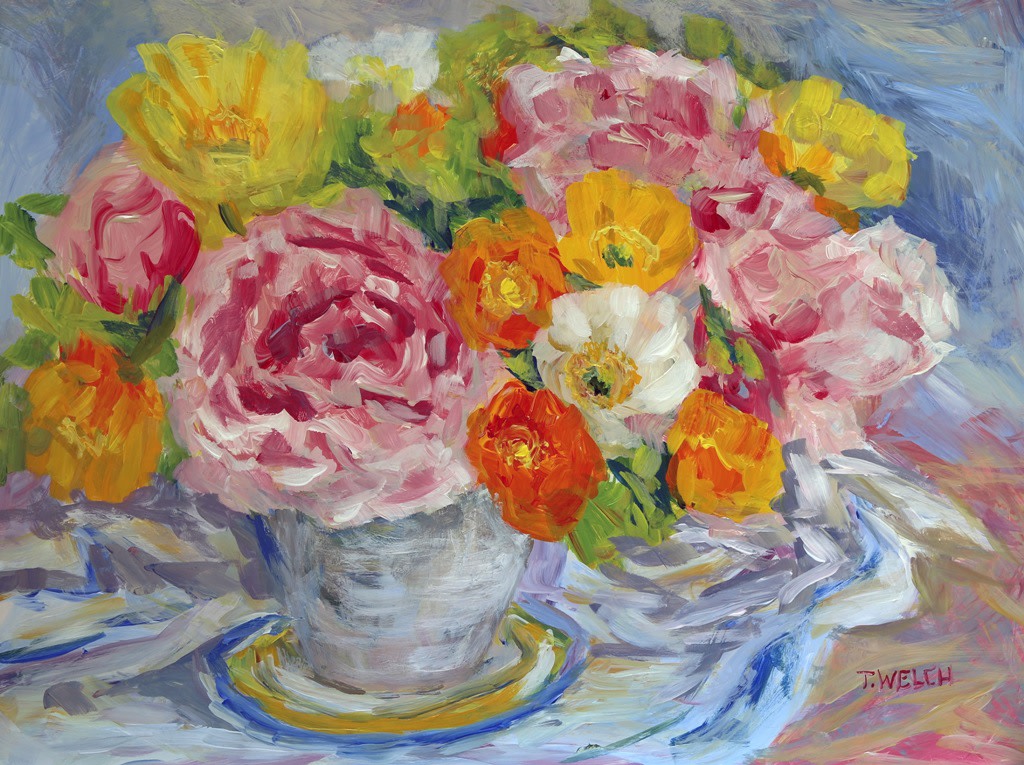 Peonies and Poppies Still Life Study by Terrill Welch  