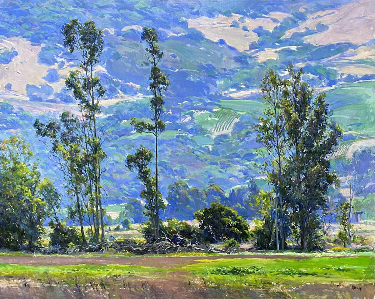 Blue Hillside Through Trees by Daniel Mundy 