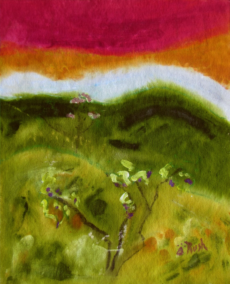 Sunset in the Garden of Eden by Mary Rush  Image: Sunset in the Garden of Eden, 11 1/4 x 14 inches, Acrylic Mixed Media on Canvas, Unframed, Unstretched.