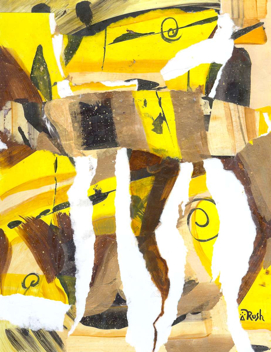 Guardians of the Light by Mary Rush  Image: Guardians of the Light, 8.5 x 11 inches - Collage - Acrylic, Paper, Sumi Ink on Paper