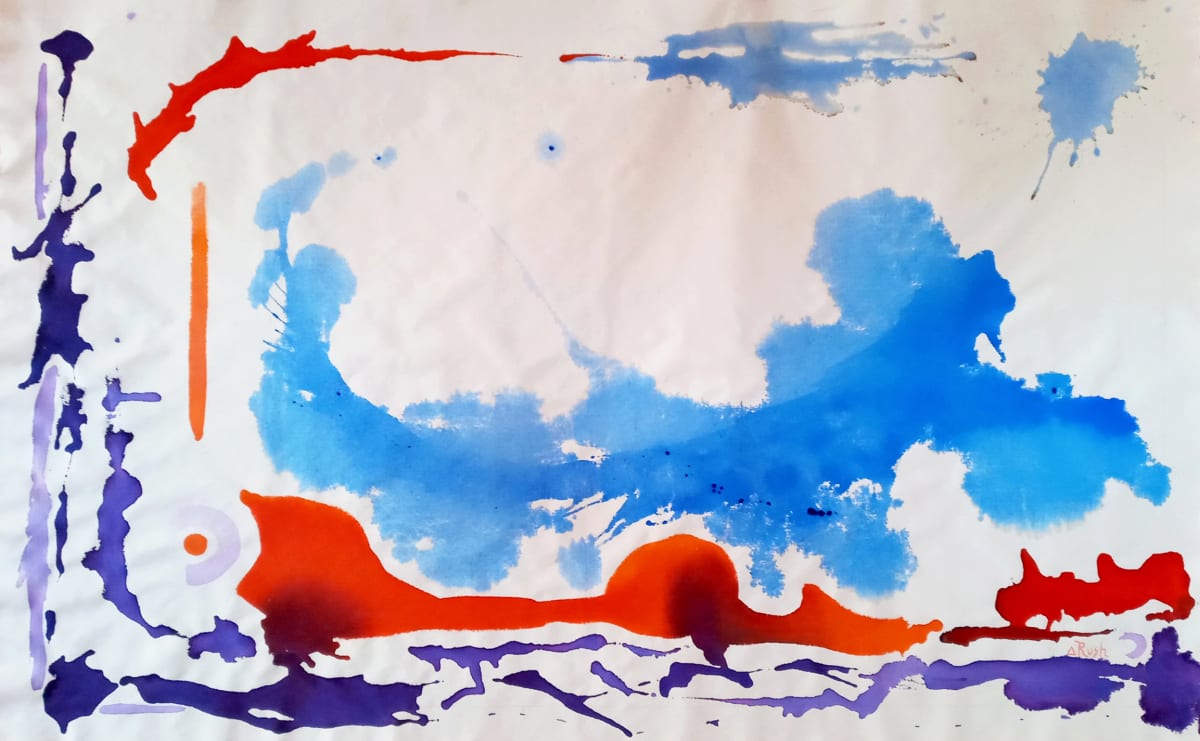 Chariot by Mary Rush  Image: Transported by Chariot, 42 x 59.5, Acrylic on Canvas. Please note: This painting has not been stretched so the puckers you see in the photograph will straighten out.