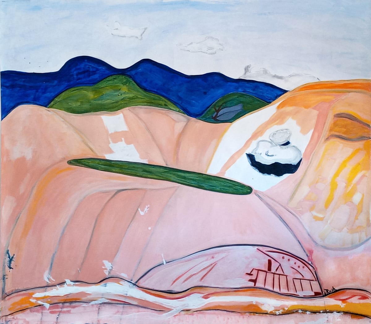 Salt Mine Spirit by Mary Rush  Image: Salt Mine Spirit, 36 x 41 inches, Mixed Media on Canvas. Stretched size is approximately 32 x 37 inches.