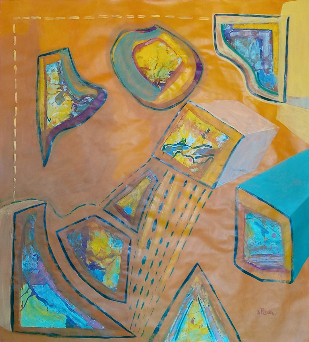 The Sum of the Parts by Mary Rush  Image: The Sum of the Parts, 41.75 x 37.75 x 0 inches, Mixed Media Collage on Paper