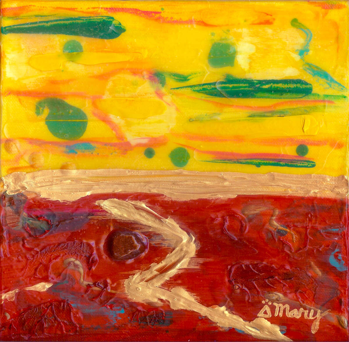 Home on the Range by Mary Rush  Image: Home on the Range, Mixed Media on Canvas, 8" x 8" x 1.5"