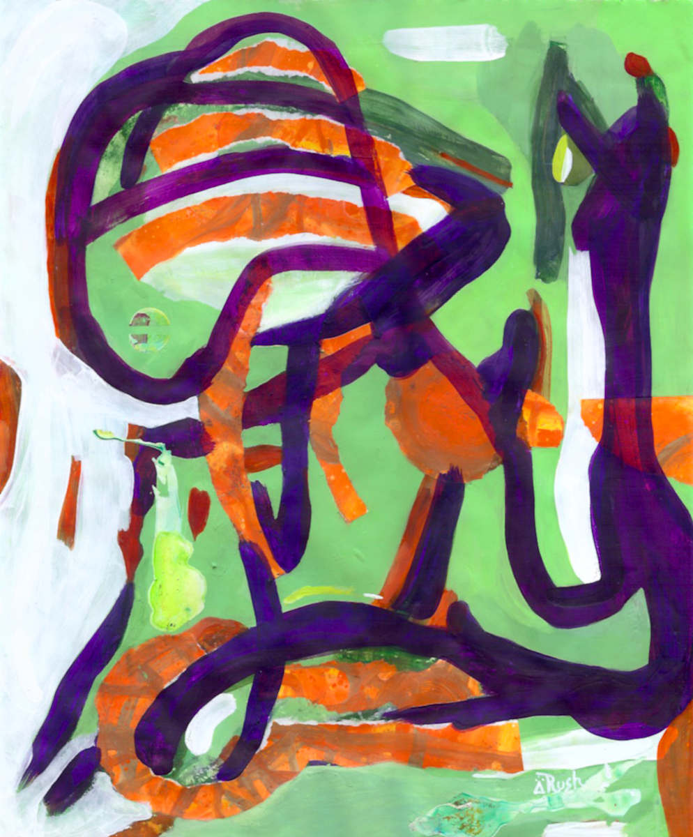 When Spiney Came to Visit by Mary Rush  Image: When Spiney Came to Visit - 13.5 x 16.5 inches - Collage Mixed Media on Paper