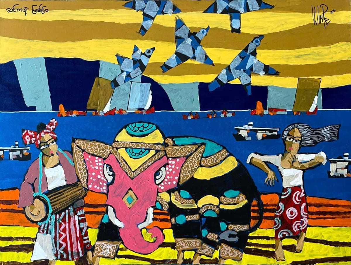 Elephant Dance & Blue River (2022) by Win Pe, Image 1.