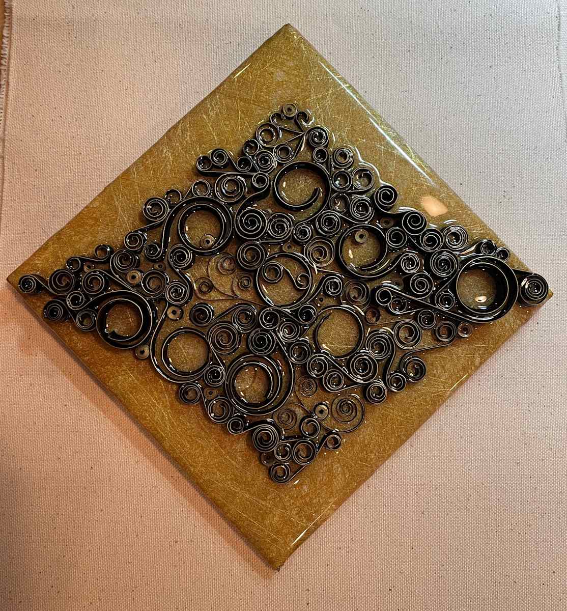 Black & Gold Quilling Tile by Melissa Flattery, Image 3.