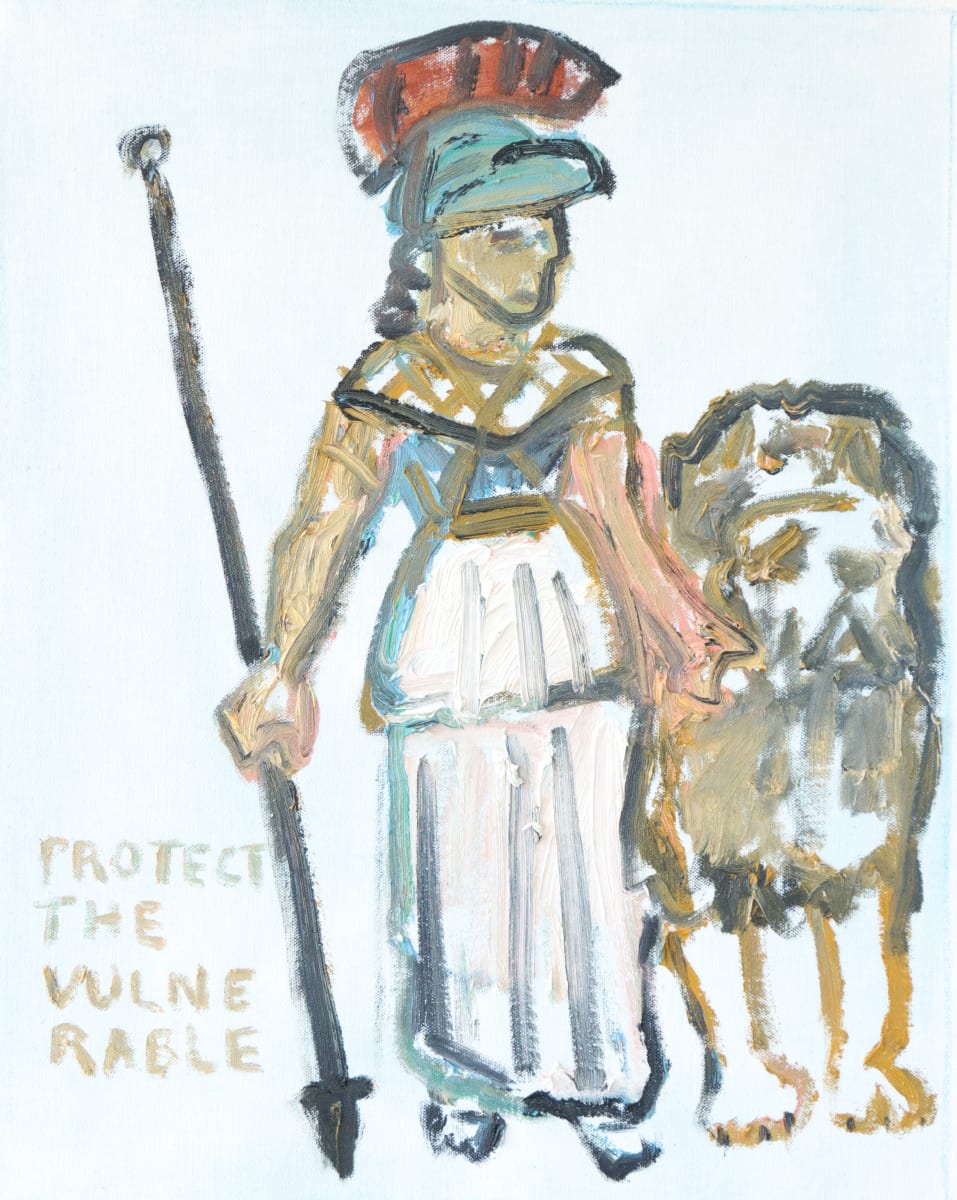 Warrior Goddess with Lion 1 (Protect the Vulnerable) by Anne-Louise Ewen 