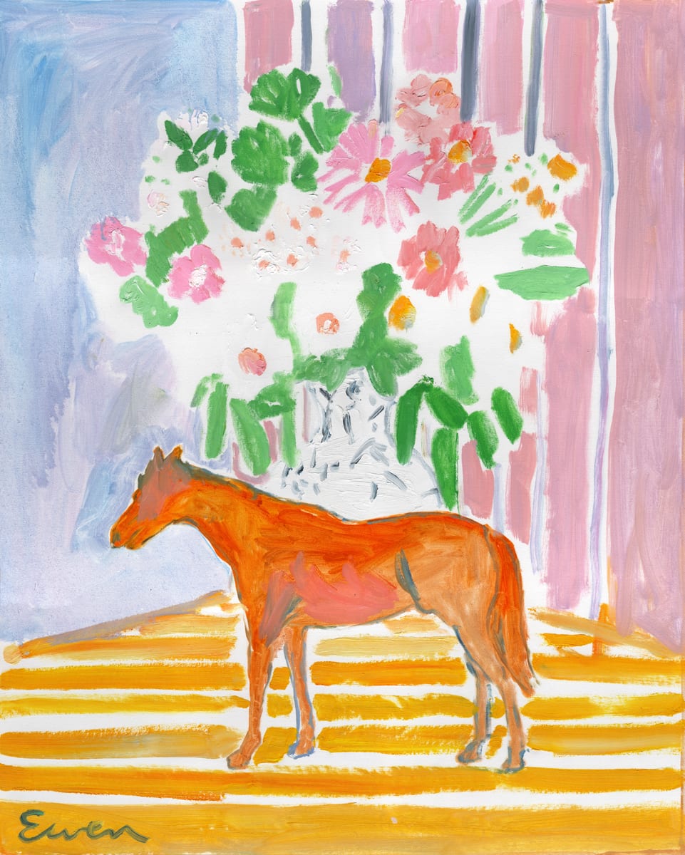 Horse with Flowers (Rose Stripes) by Anne-Louise Ewen 