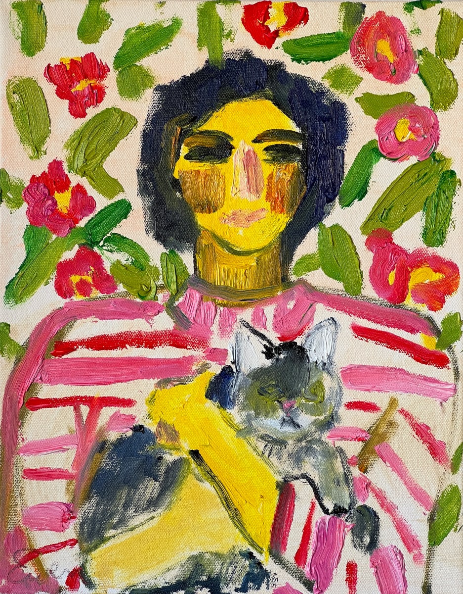 Cat Painting: Get Going on a Little Optimism Around Here by Anne-Louise Ewen 