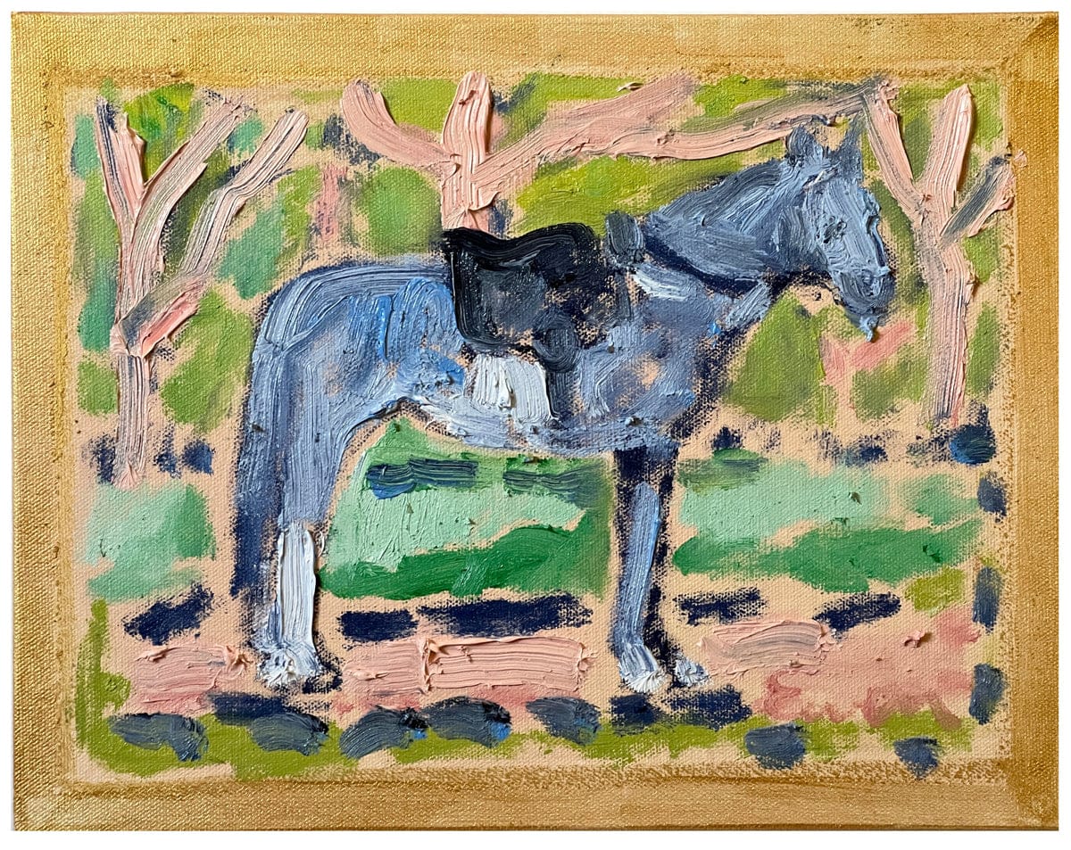 Small Blue Horse, Gold Frame by Anne-Louise Ewen 