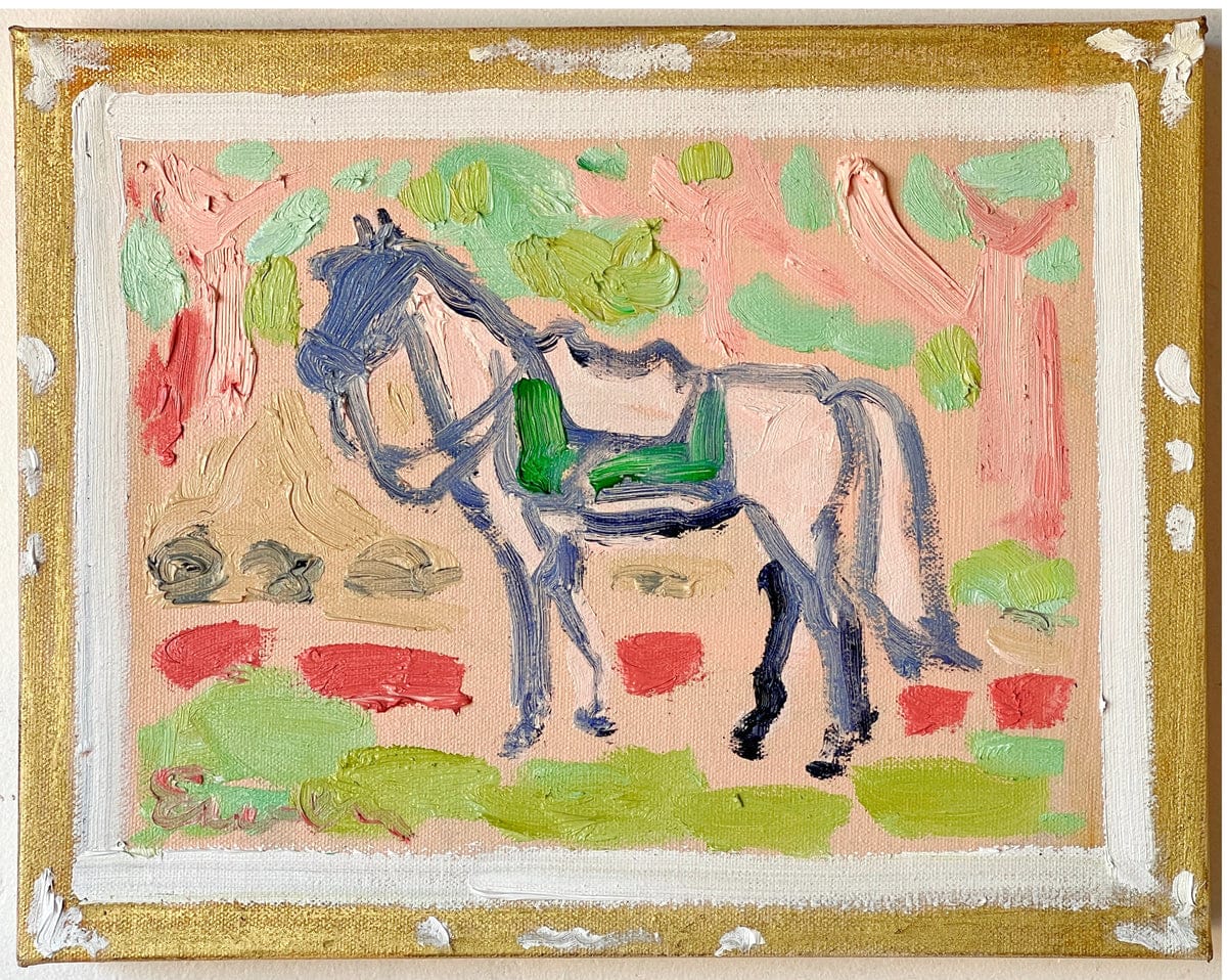 Small Horse, Gold and White Frame by Anne-Louise Ewen 