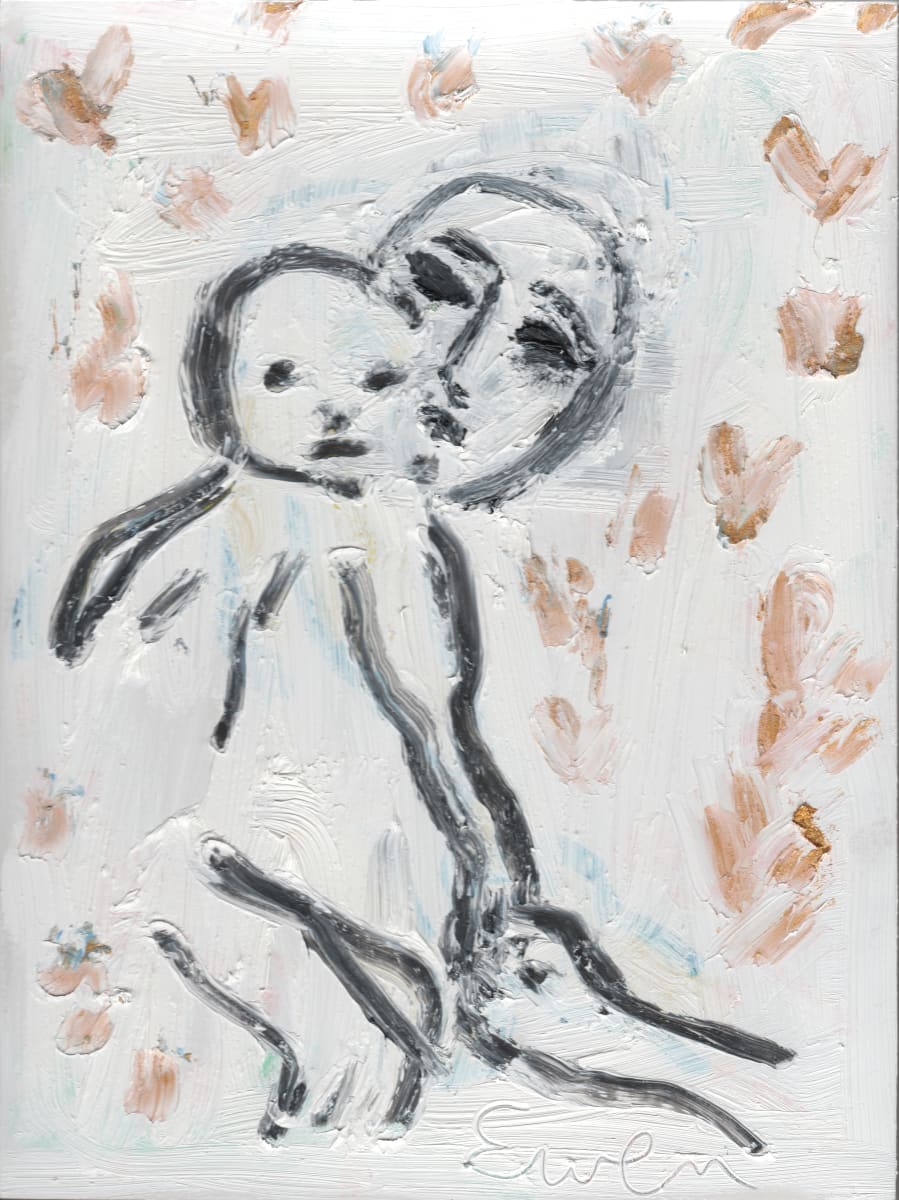 Mother and Child, Black, White & Gold by Anne-Louise Ewen 