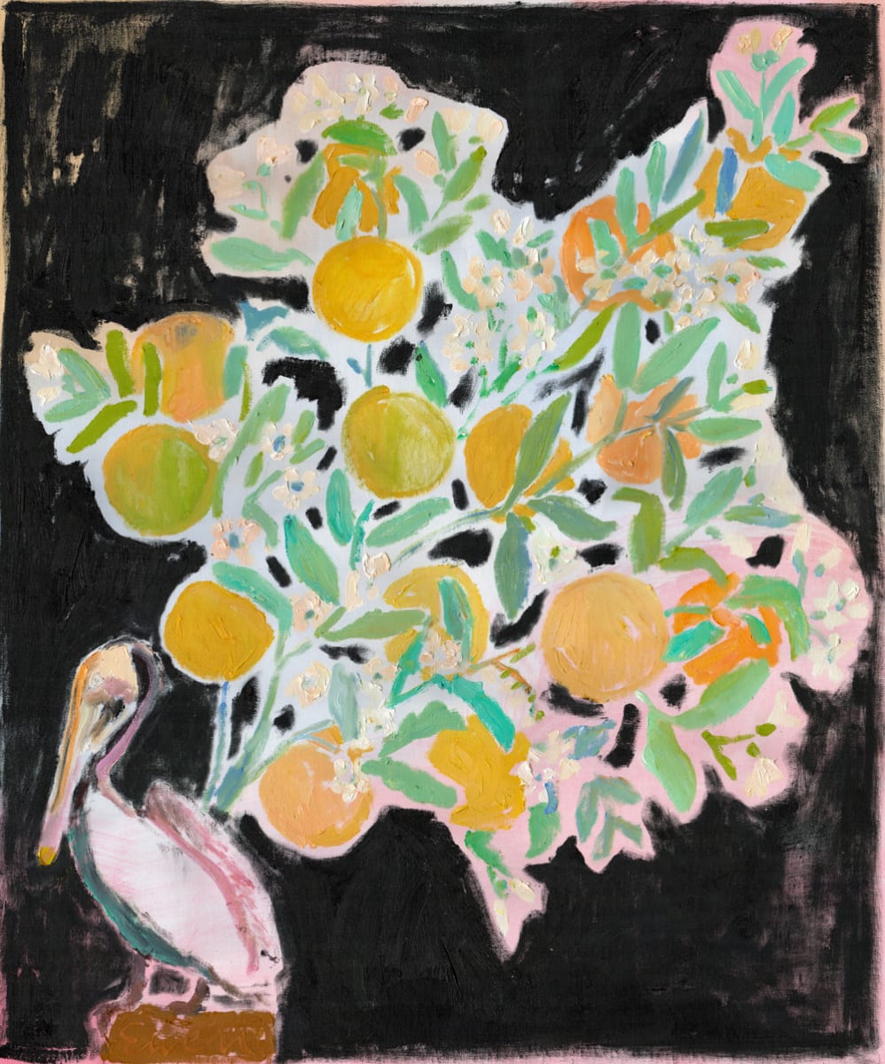 Pelican with Citrus, Facing Left 