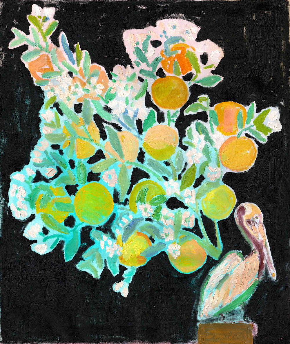 Pelican with Citrus, Facing Right 