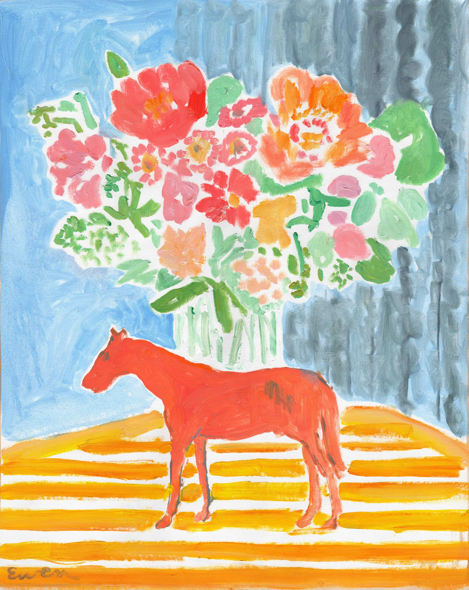 Red Horse with Flowers by Anne-Louise Ewen 