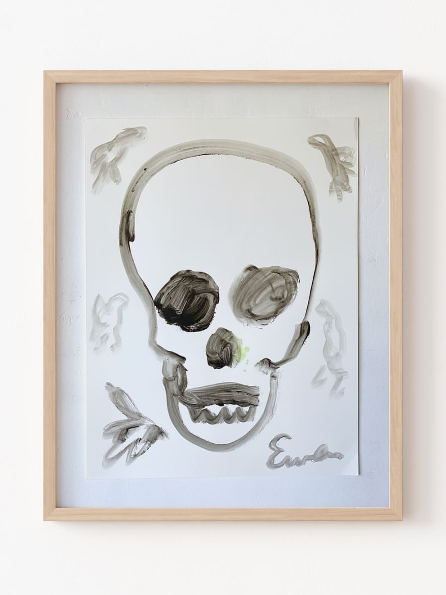 Skull (Black and White With Birds) 