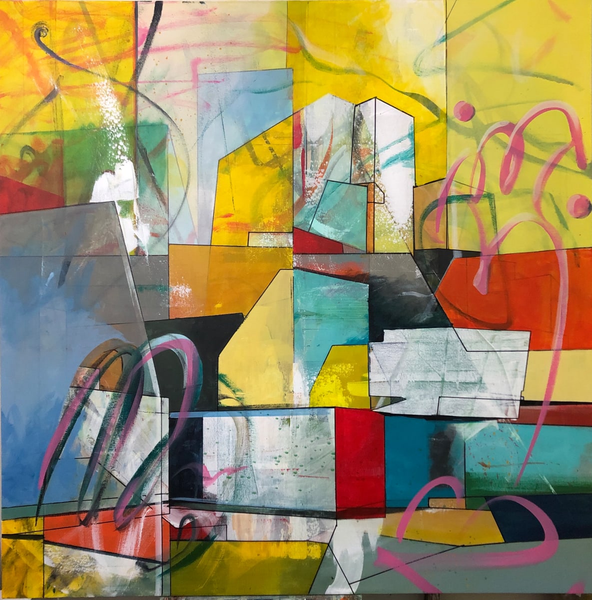 French Quarter by Dan Broughton  Image: Inspired by an image of Ivry-Sur-Seine this painting was created in the latter stages of the graffiti series.