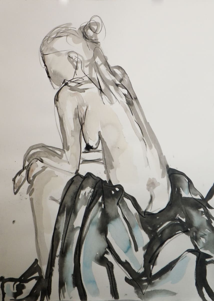 La pensive aux draps bleus by Isabelle Roby 