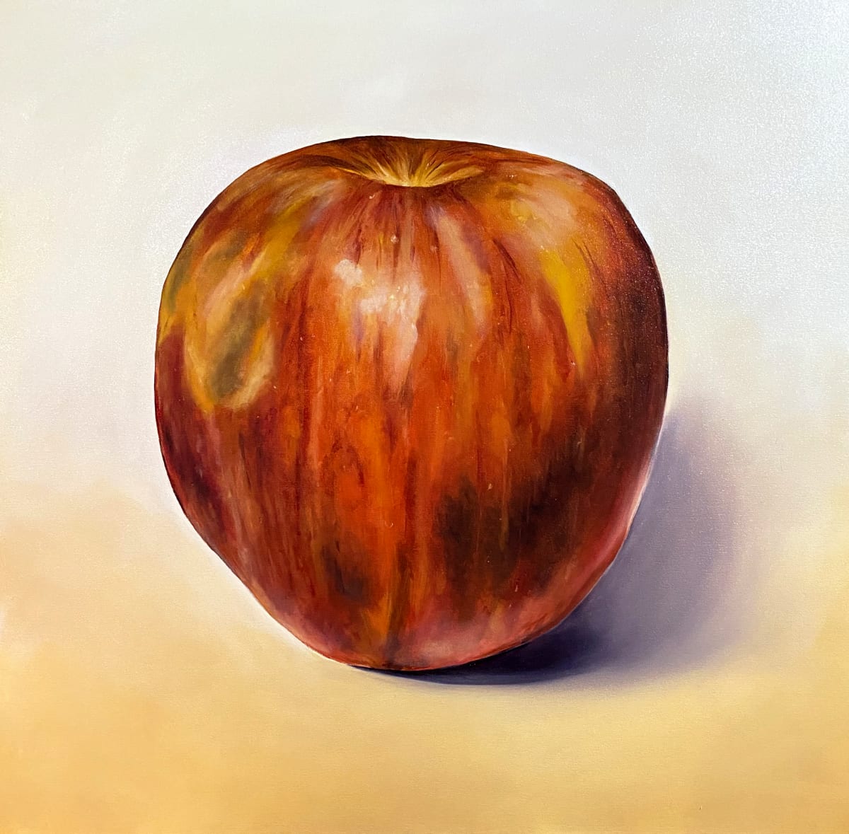 The Big Apple by Kristen Wickersham  Image: Beautifully rendered single red apple on canvas.
