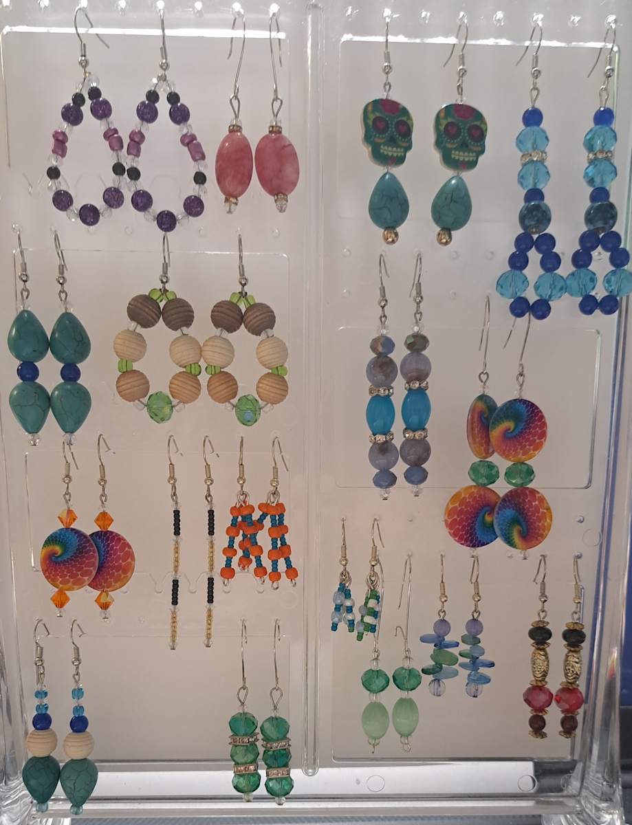 Earrings on a stand Display by Perry Art Productions "Finding The Beauty"              50% off entire site! 