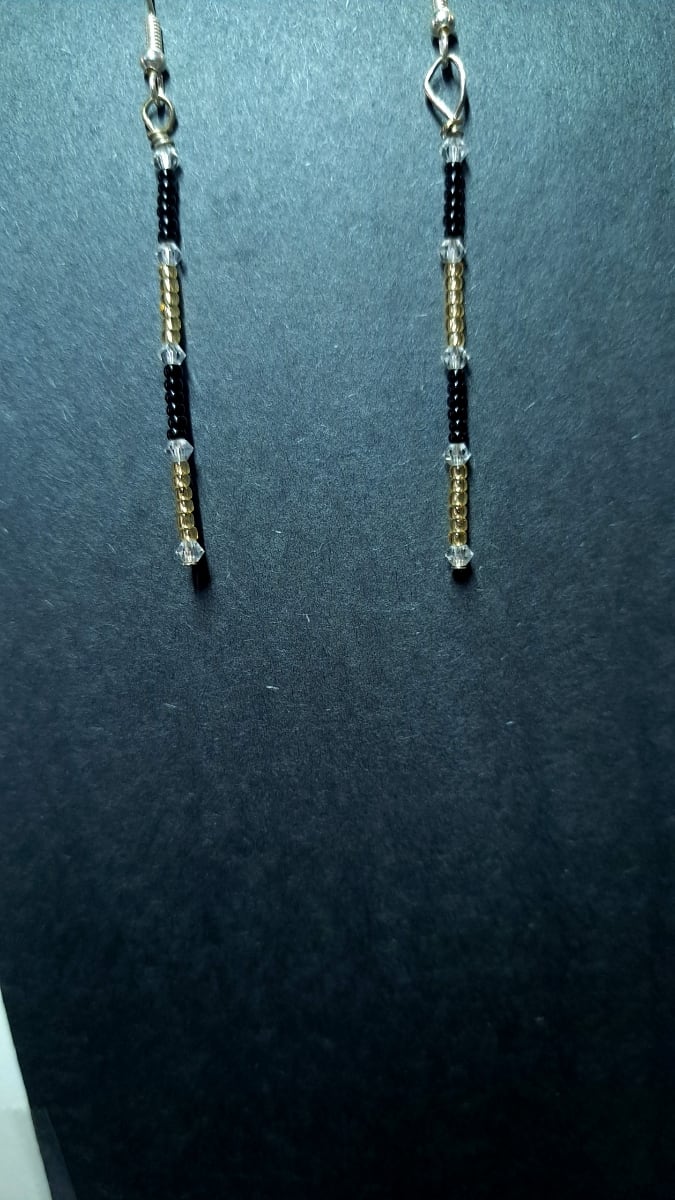 Earrings: Black and Gold Statement by Perry Art Productions "Finding The Beauty" 