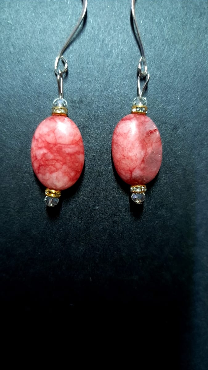 Earrings: Pink Coral Drops by Perry Art Productions "Finding The Beauty" 