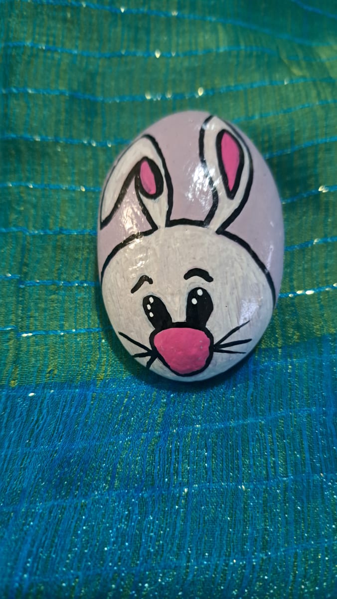 Painted Rock Bunny by Perry Art Productions "Finding The Beauty"              50% off entire site! 