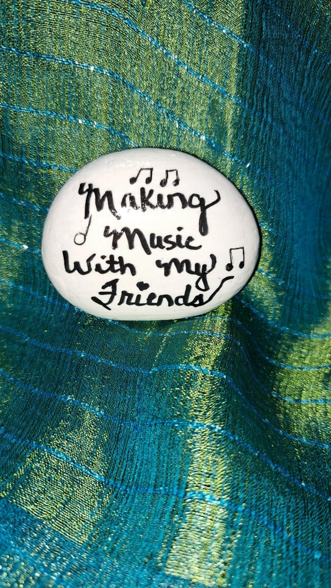 Painted Rock Making Music by Perry Art Productions "Finding The Beauty"              50% off entire site! 