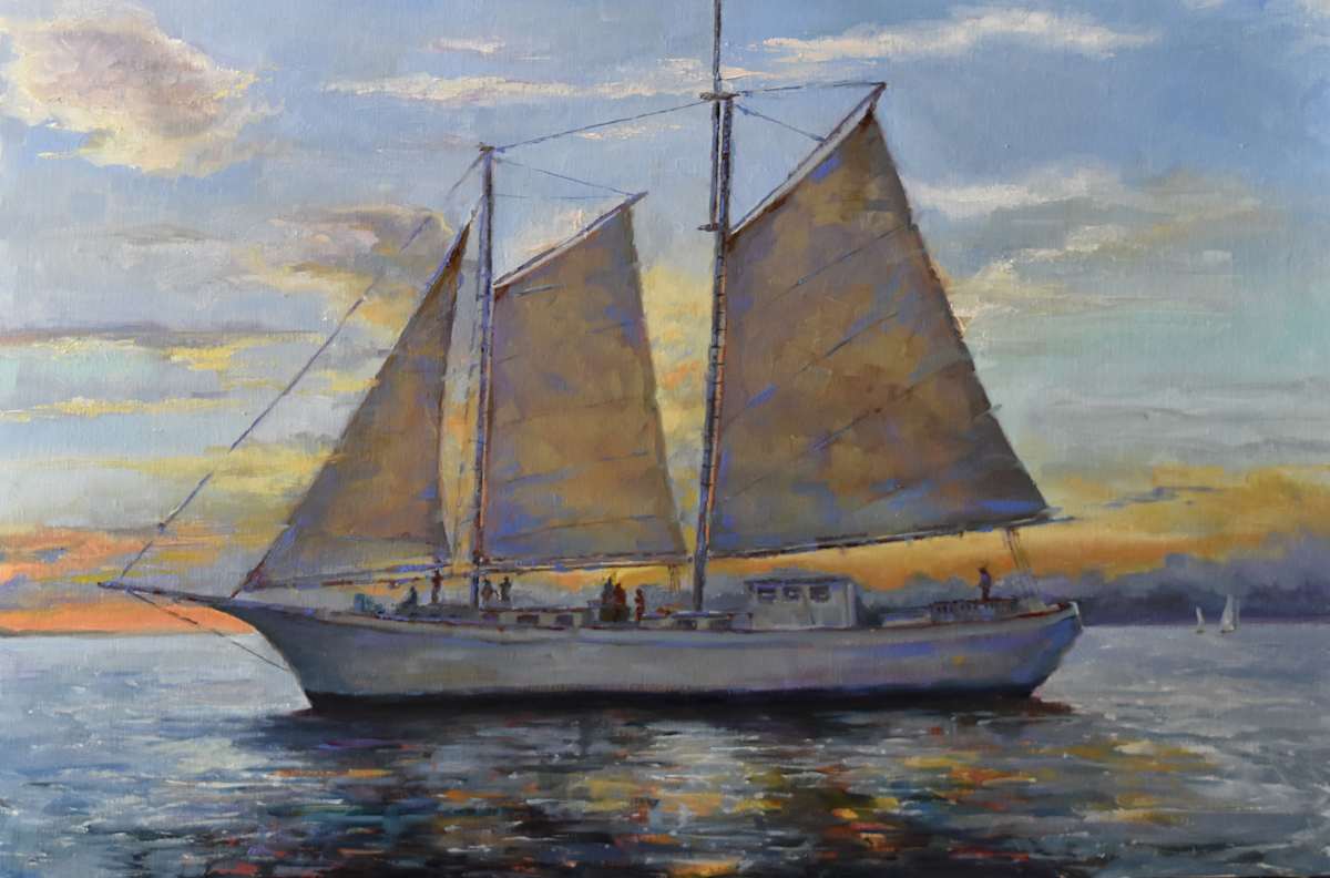 Sailing and Sunset at Key West by Aida Garrity 