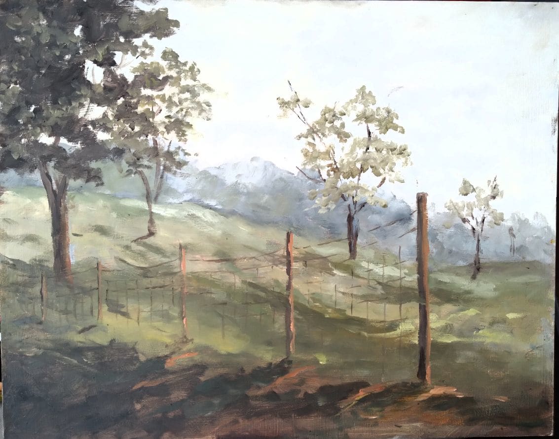 Mornng Mist by Debbie Gaedtke  Image: First place Pines and Palms pleinair