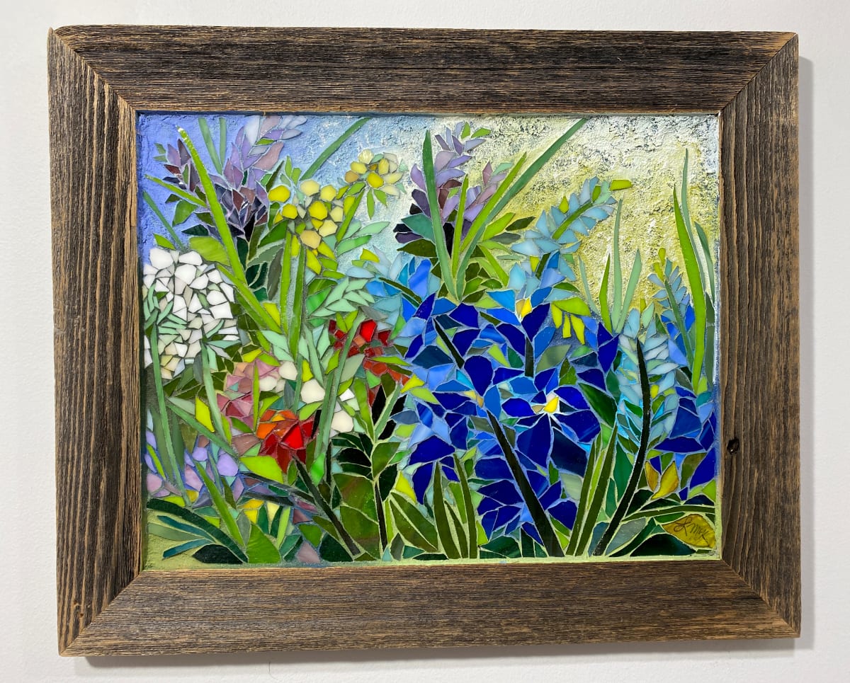 June Breeze  Image: Wildflowers blooming in a warm June meadow. Stained glass and painted grout