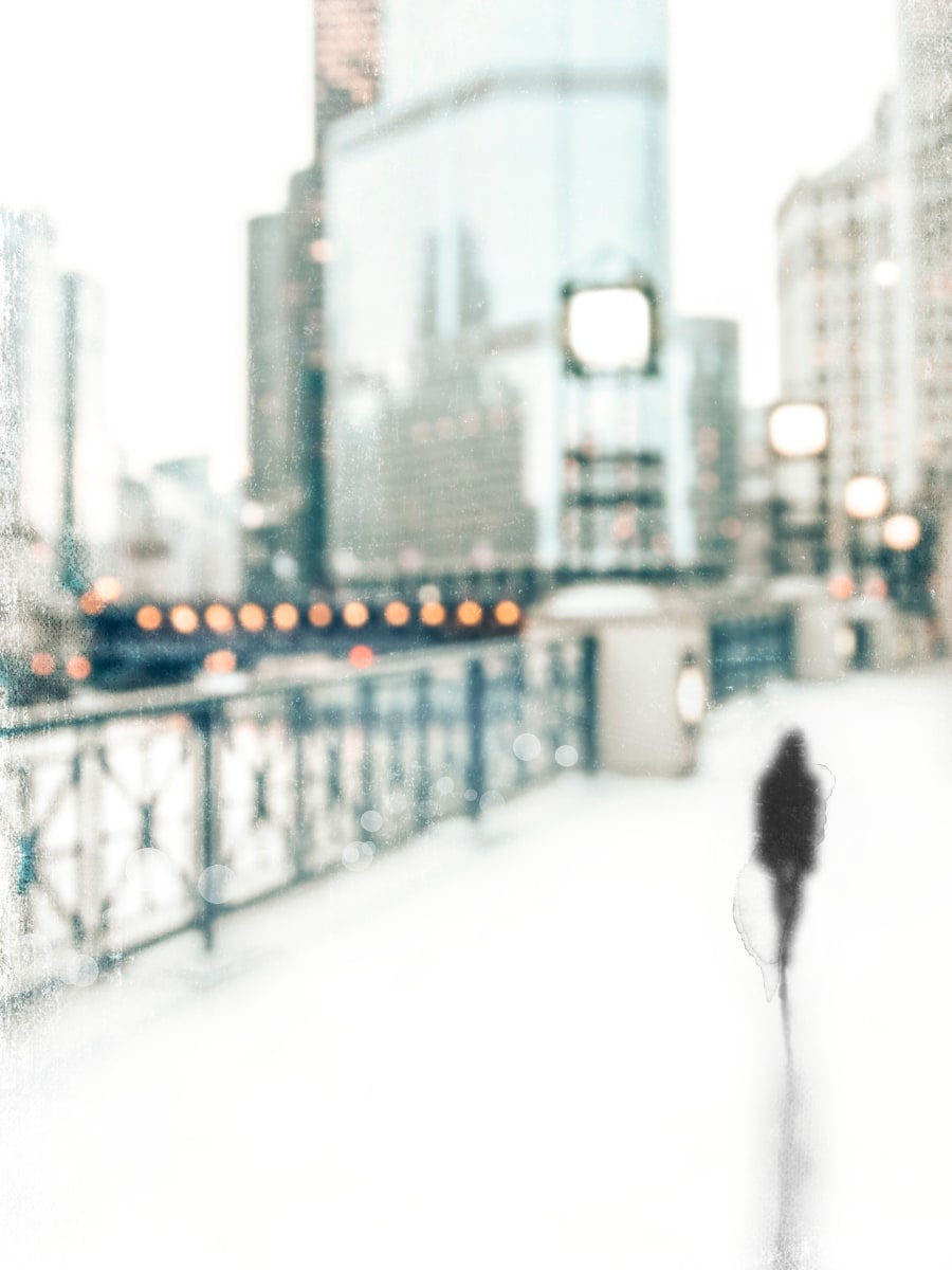 Promise Me by Wendy Baker  Image: Woman walking in Downtown Chicago on snowing winter day