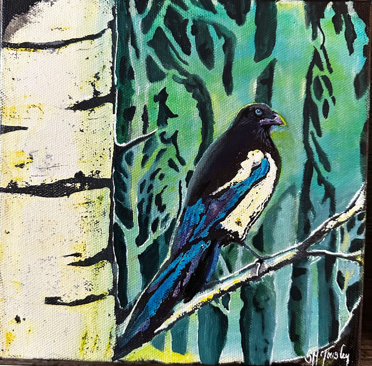 Bird on an Aspen by Susan Tousley 