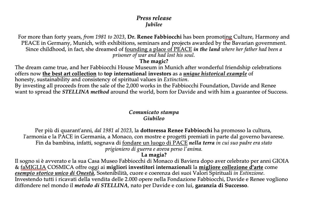 Mission of the Fabbiocchi Foundation by Renee Fabbiocchi, Image 1.