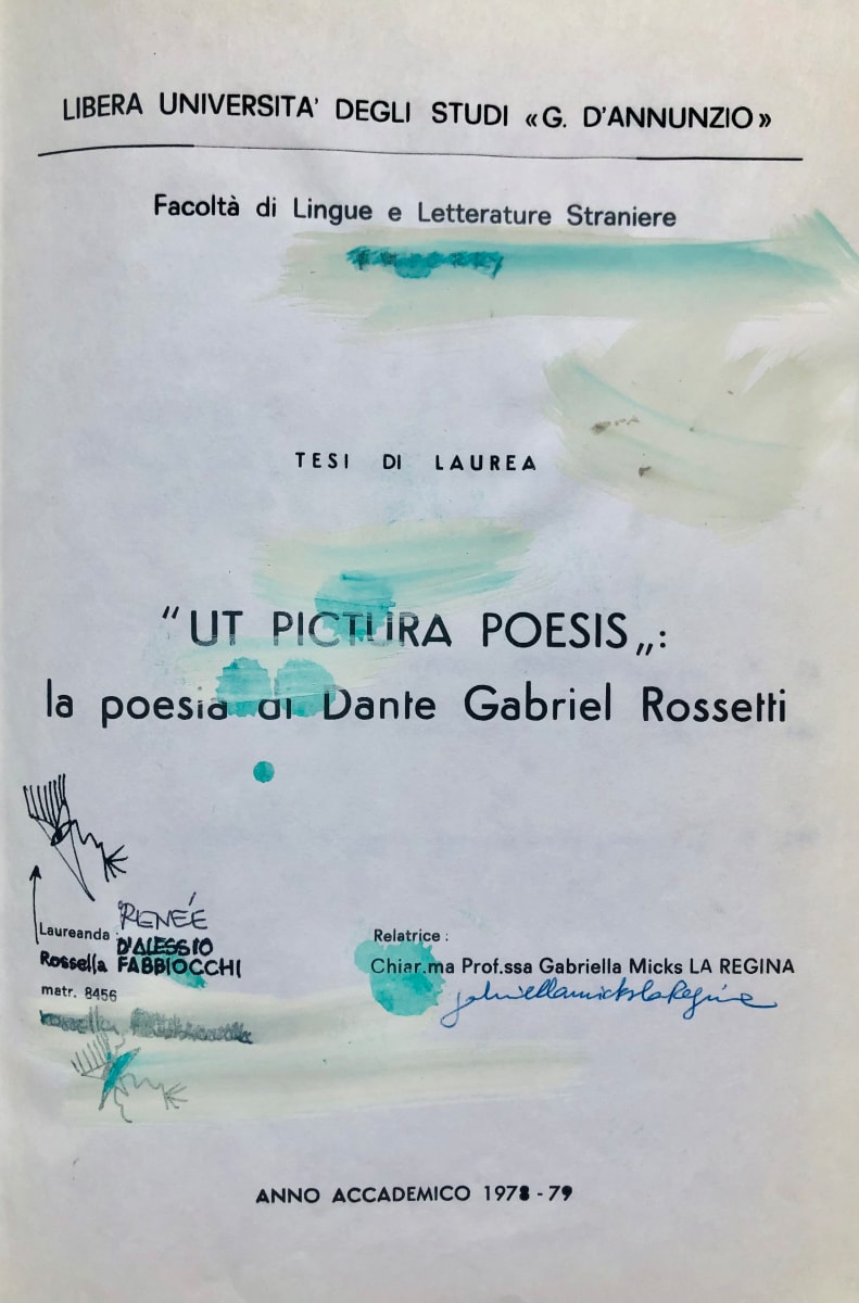 Tesi di Laurea "UT PICTURA POESIS" - la poesia di Dante Gabriel Rossetti by Renee Fabbiocchi, Image 1.