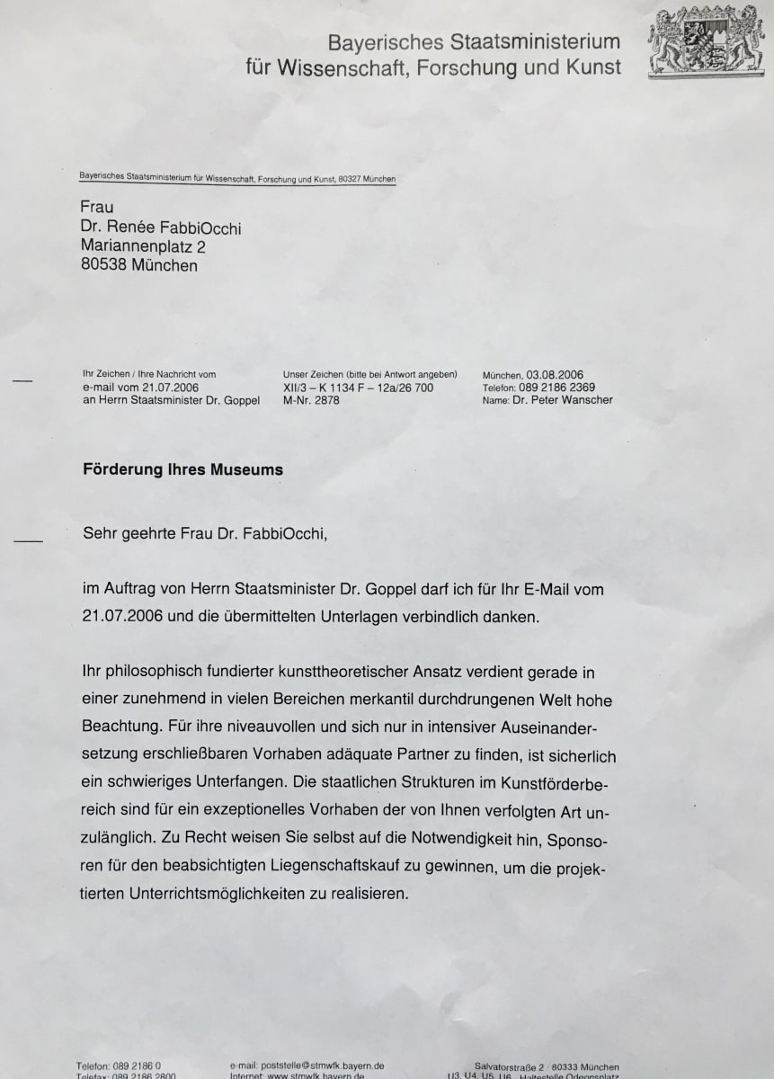International References (Bayerischer Atelierförderpreis, UN-Exhibition, Teatro Ariston Sanremo...) by Renee Fabbiocchi, Image 1.