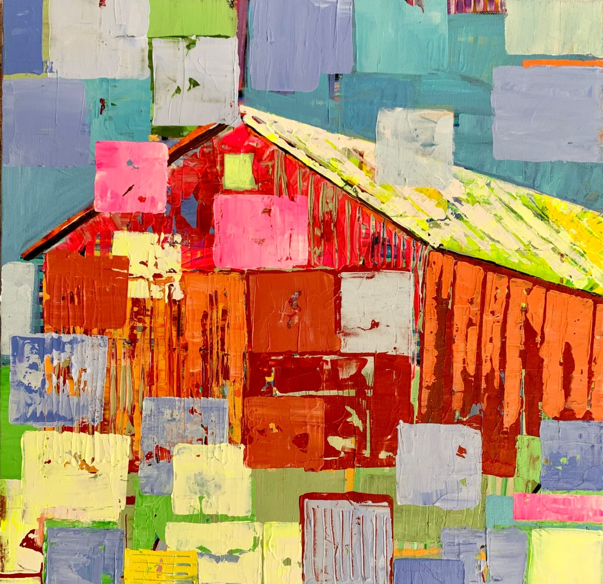 Orange and Red Tobacco Barn by jo smith 