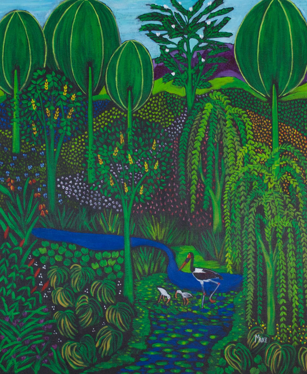 Saddlebill Stork and Ibis by Sharon Mroz   Image: "Saddlebill Stork and Ibis" by Sharon Mroz