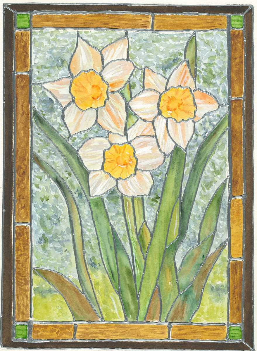Stained Glass Daffodils by Rosalynd Coulter Semple, Image 1.