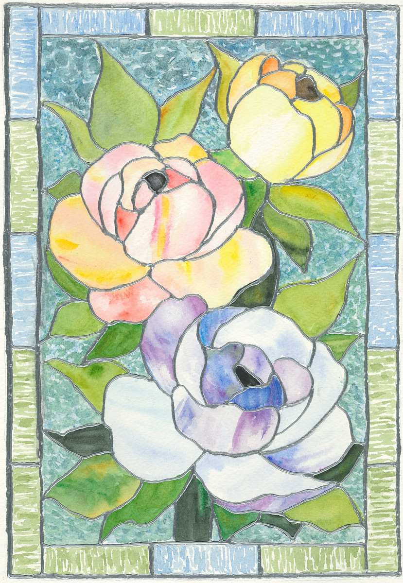 Stained Glass roses by Rosalynd Coulter Semple 