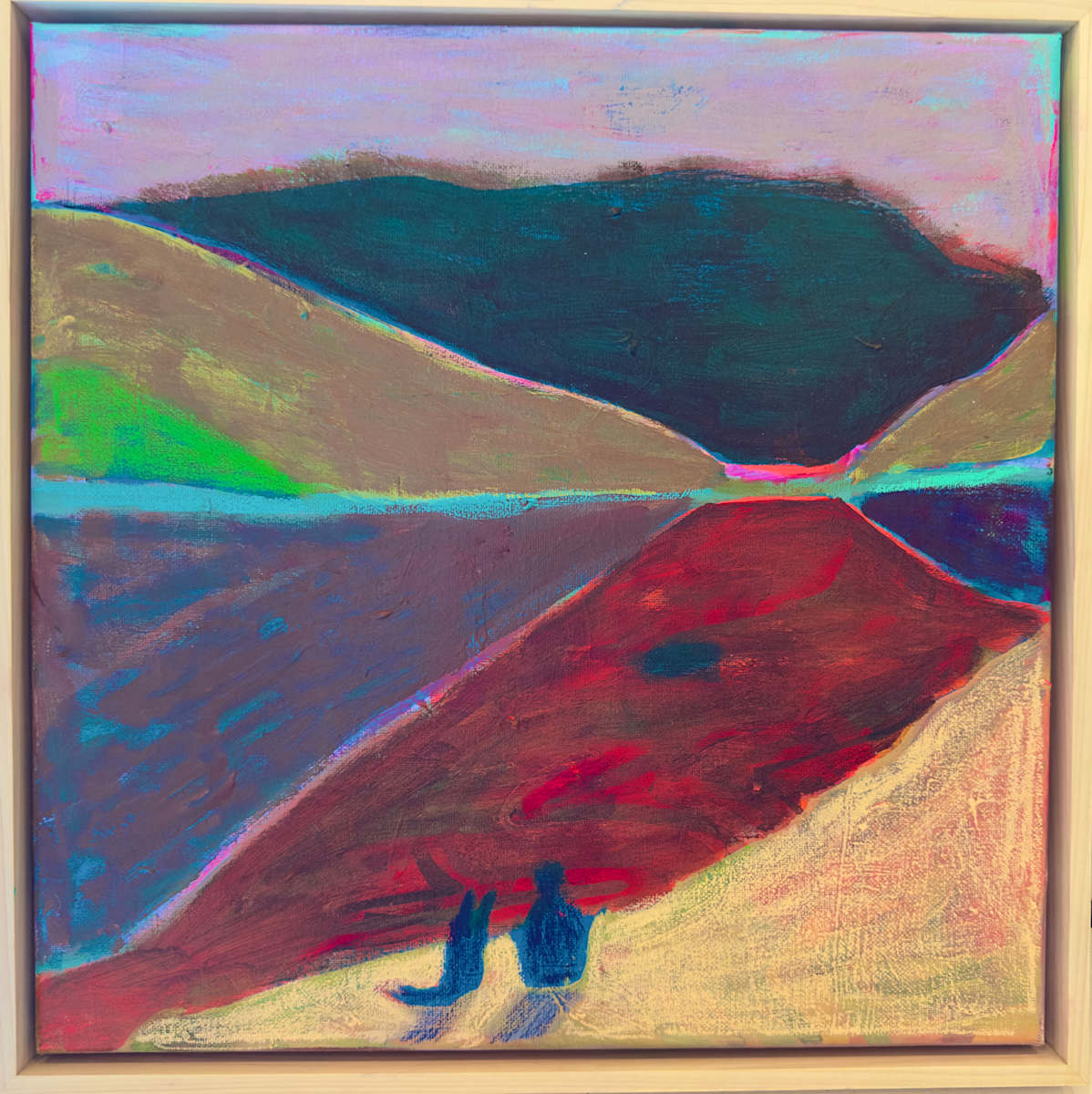 Besties Study by Caroline Burdett  Image: In a light natural wood floater frame