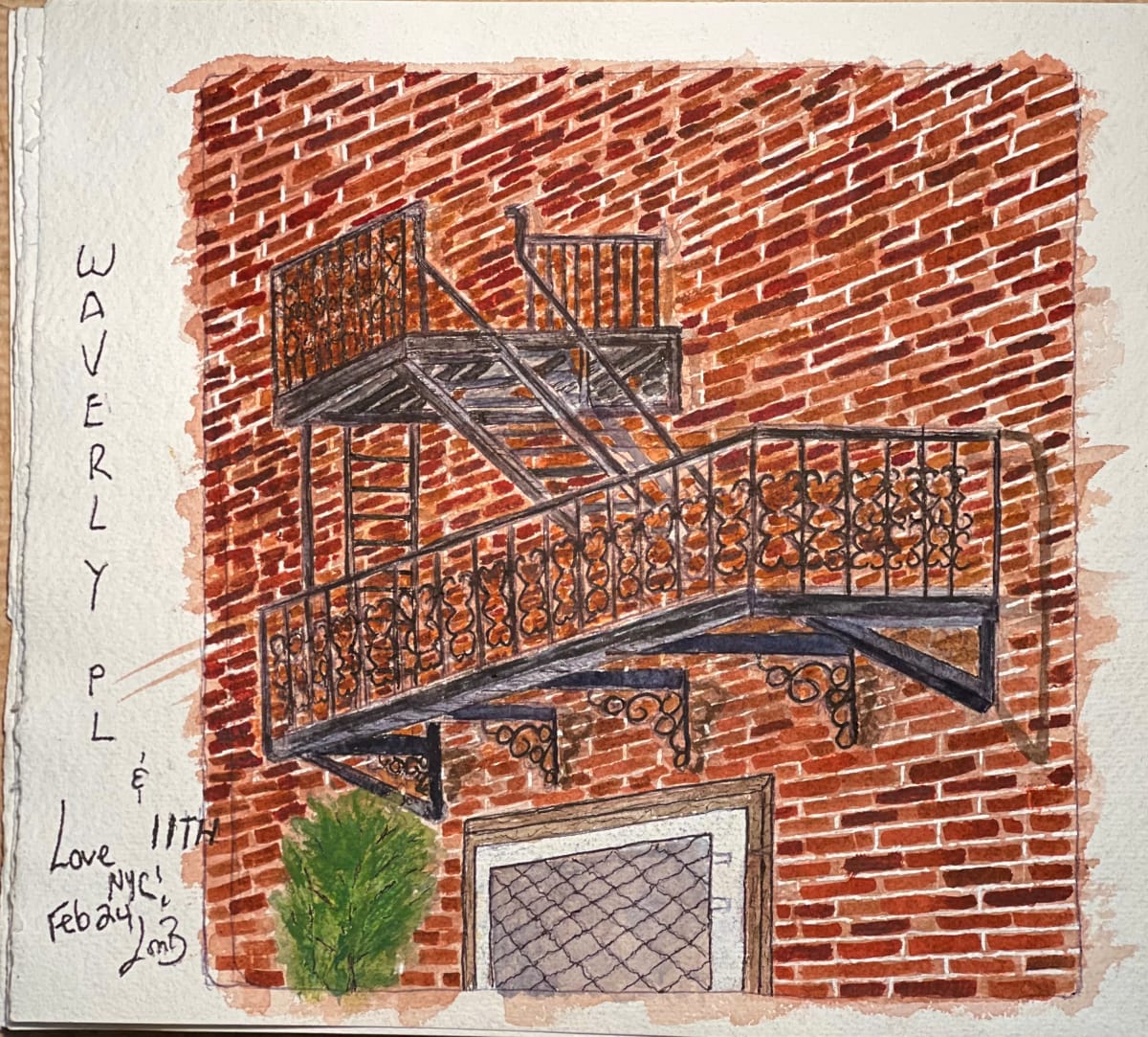 Fire escape at Waverly and 11th St. by Lon Bender 