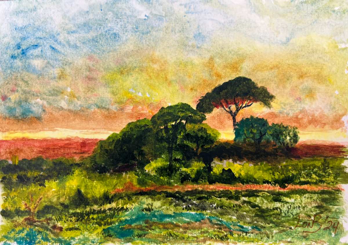 Stand of Trees at Sunrise by Lon Bender 