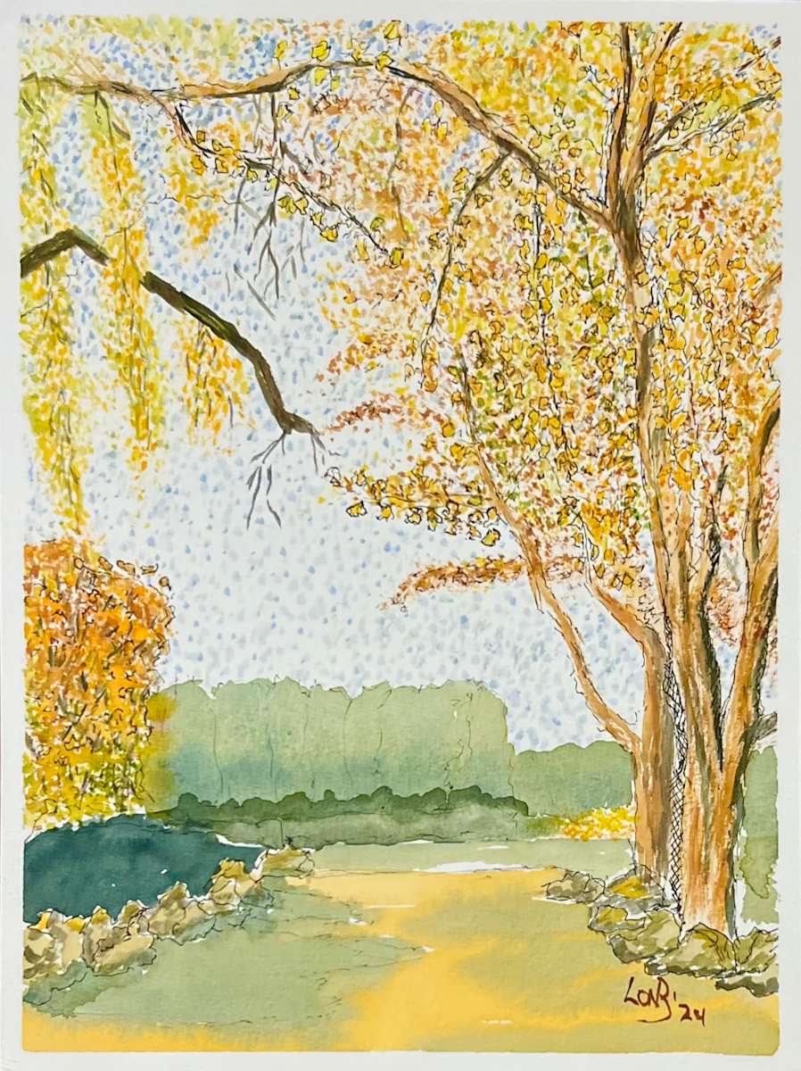 Ginkos at Descanso by Lon Bender  Image: Falling leaves in the cool days of December