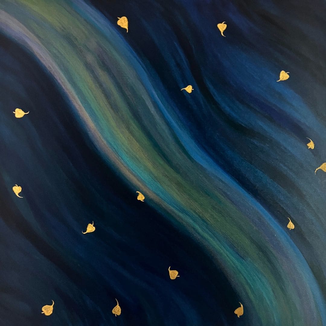 Aurora by Manju Sadarangani  Image: This piece is a meditation on gravity, connection, and daring to hope.