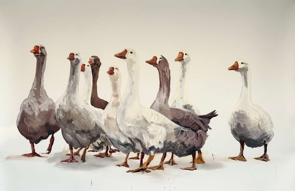 Nine geese by Philine van der Vegte 