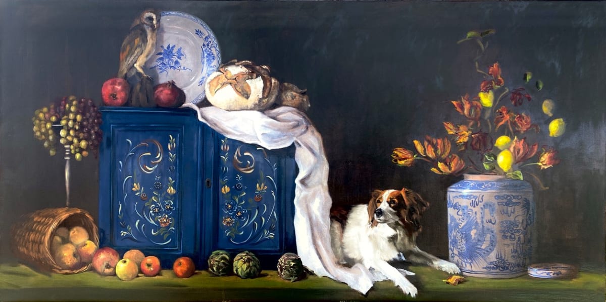 Stilleven met hond en uiltje by Philine van der Vegte 