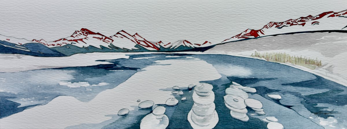 Spray Lakes | Original Artwork | 6x15.75 by Linnea Martina  Hannigan, Image 1.
